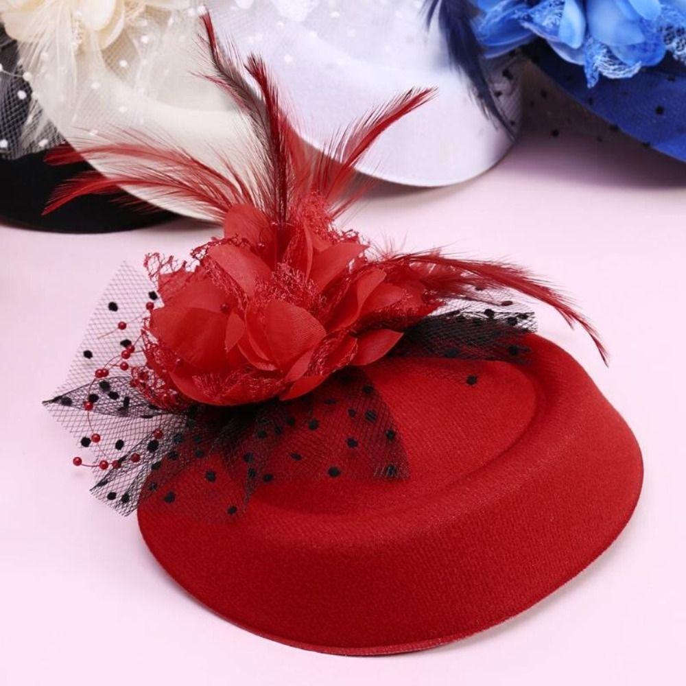 Flower Fascinator Hat Floral Fedoras Hat Hair Clip Fashion Feather Hairpin Girl/Women