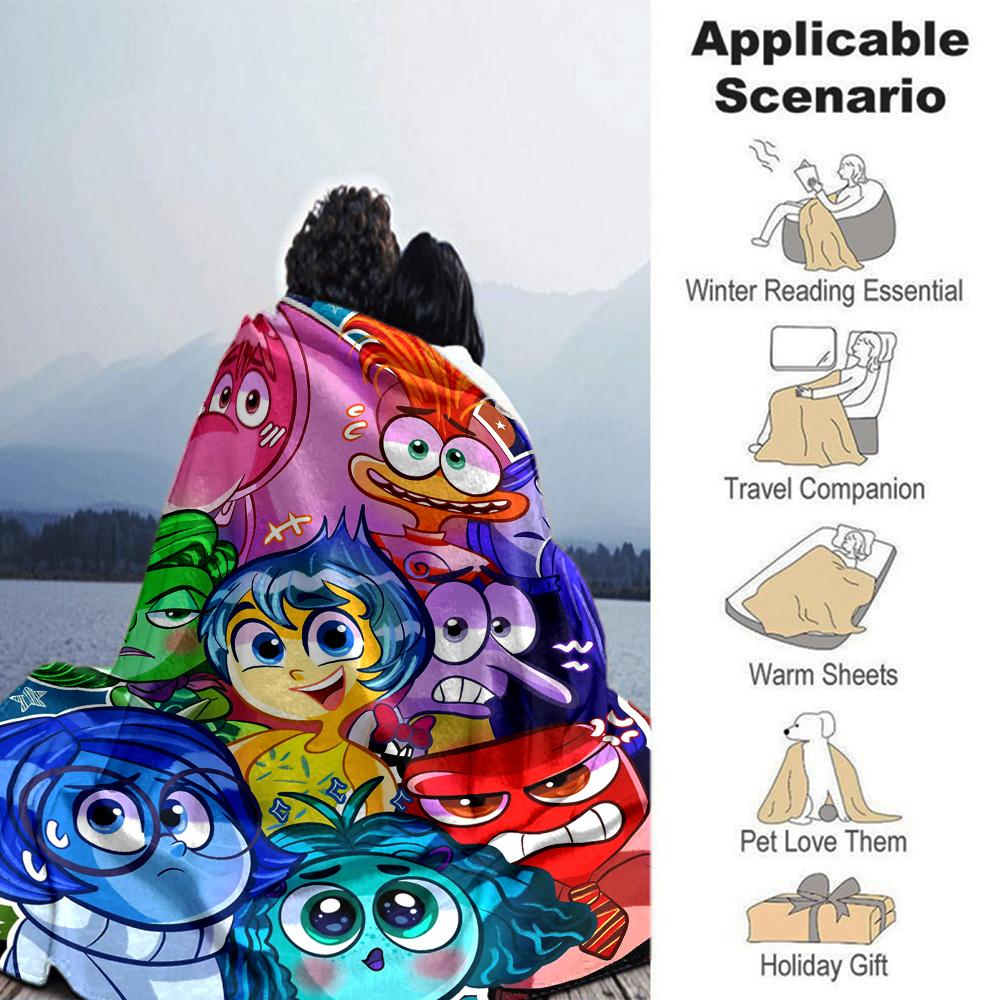 Colorful Emotions Characters Flannel Blanket Super Soft Warm Cozy Blanket For Sofa Bed Office Travel Allseason Home Decor Gift