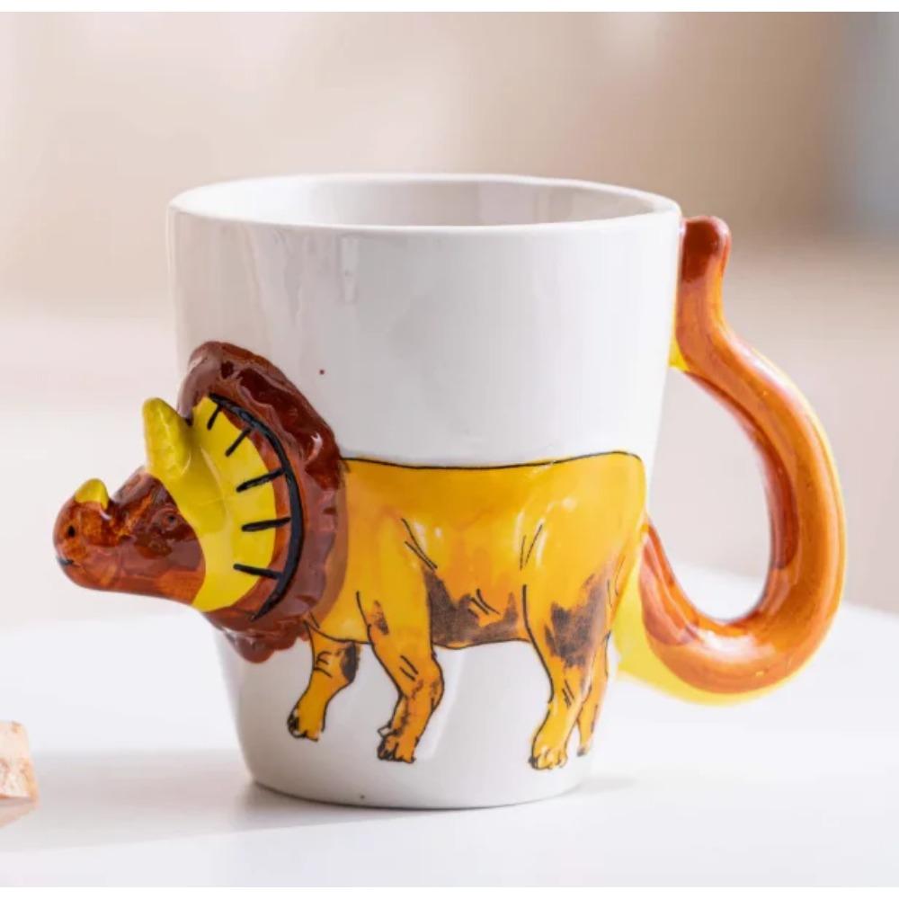 Hand Drawn 3d Ceramic Animal Water Cup Tiger Flamingo High-Value Creative Design Dining Table Items Ceramic Water Cup Gifts