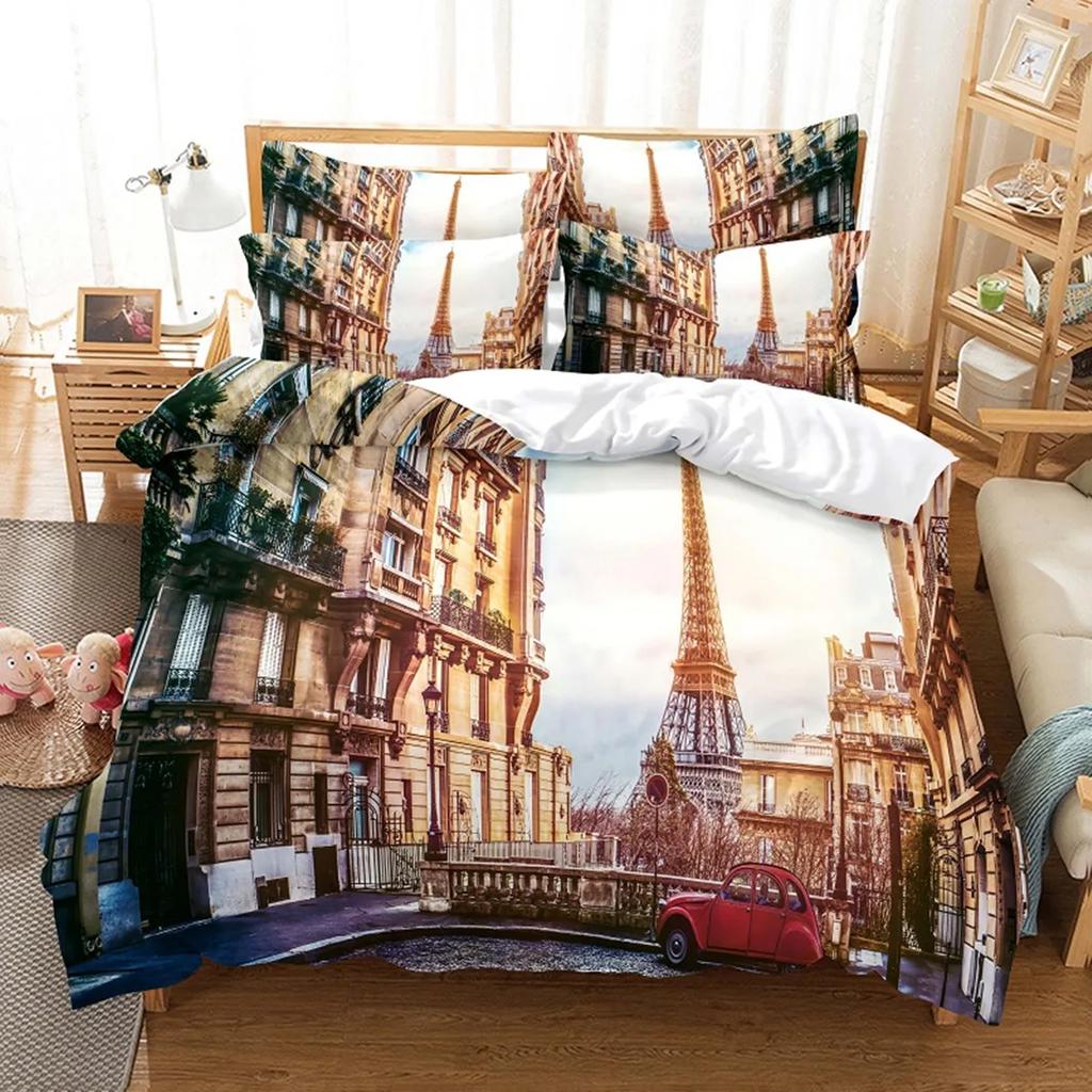 New York Bettbezug NYC Bettwäscheset Bedruckter Bettbezug Bequem Atmungsaktiv Luxus Baumwolle Steppdecke Kissenbezug Einzel KingQueen