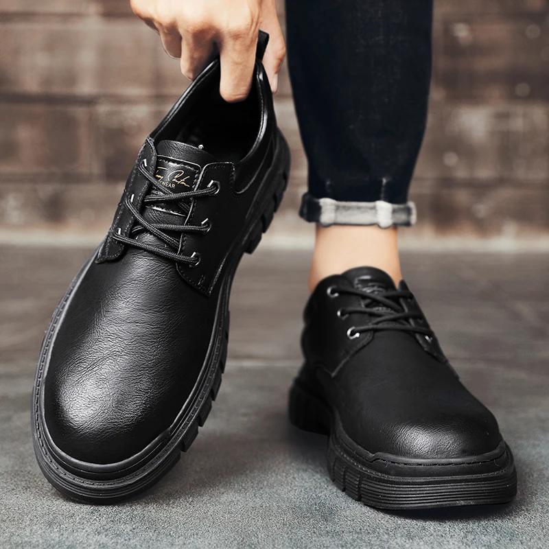 Fashion Men Shoes lace up New Winter Genuine Leather Casual Shoes Fashion Business Oxford Shoe men Designer office Work Shoes