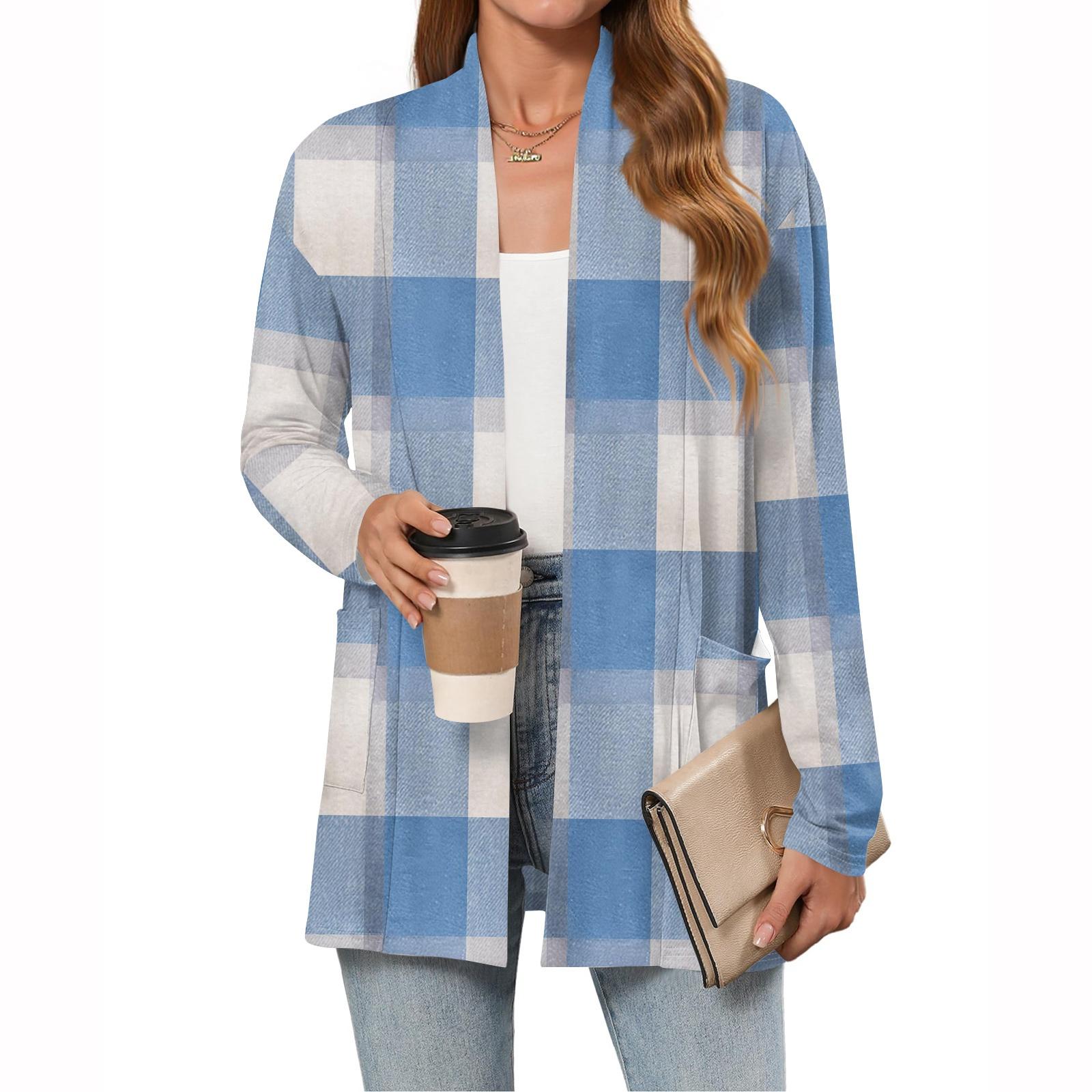 

Женский рождественский кардиган с принтом, легкий, с длинными рукавами, повседневный, свободного кроя, тонкий, с карманами, куртка-кардиган M