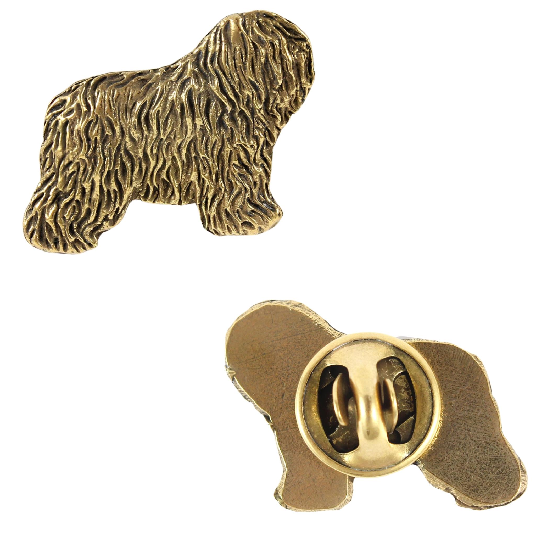 

Polish Lowland Sheepdog, PON, Valee Sheepdog I - gold-plated pin brooch, elegant dog ornament, unique pin by Art-Dog brand