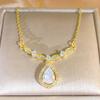 Elegant French Fairy Zircon Pendant Necklace: Micro-Paved Diamond Water Drop Design for Women, Simple Yet Exquisite Collarbone Chain