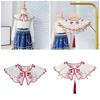 Vintage Dress Detachable False Collar Pearl Tassels Shawl Scarf Chinese Style Embroidery Rabbit Flower Necklace Capelet