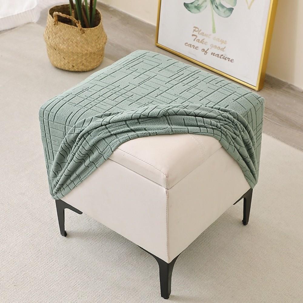 New Elastic Jacquard Ottoman Cover Solid Color Soft Square Stool Cover T-Shape Footstool Case Home Decor