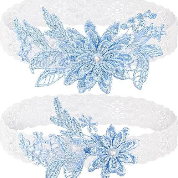 European & American Bridal Chiffon Flower Rhinestone Garter