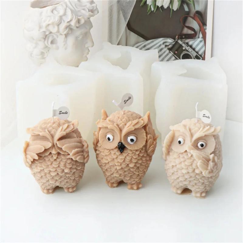 Silikonowe Formy do Świec w Kształcie Sowy dla Żywicy Epoksydowej i Wosku - Unikalne Kształty Zwierząt Formy do Rękodzieła na Prezent Świecowy Dekoracja