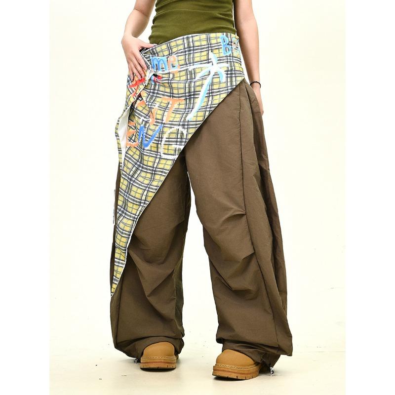 

Винтажные брюки парашютисты с дизайном Spice Girl, женские летние повседневные свободные универсальные брюки с широкими штанинами для уличных танцев 2XL коричневый