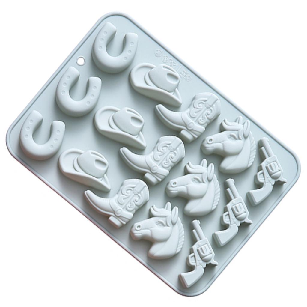 Fleksible bakeformer Cowboy-tema Fondantformer Silikon Bakeutstyr Silikontekstur Flott for ulike anledninger