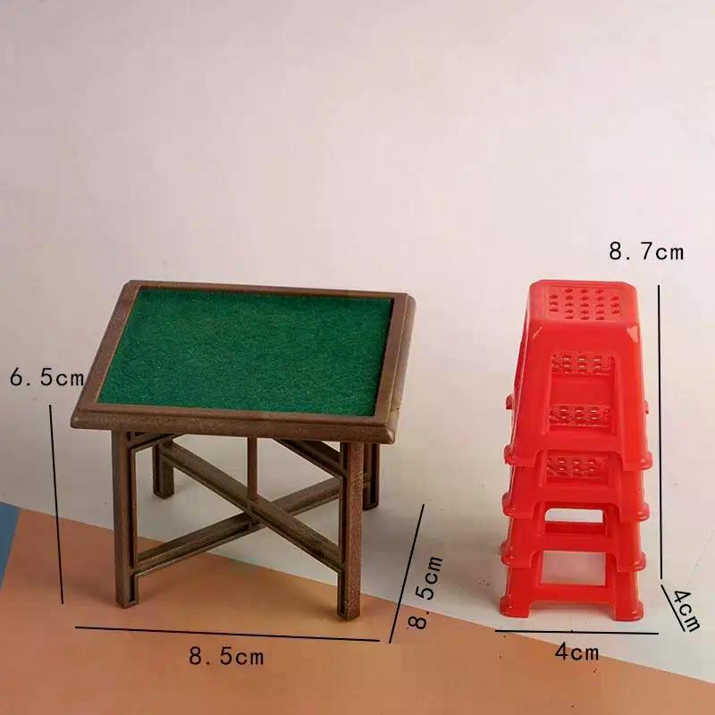Doll Toy 1Set 1:12 Home Dollhouse Miniature Mahjong Table and Chair Model Furniture Decor Toy Doll House Accessories