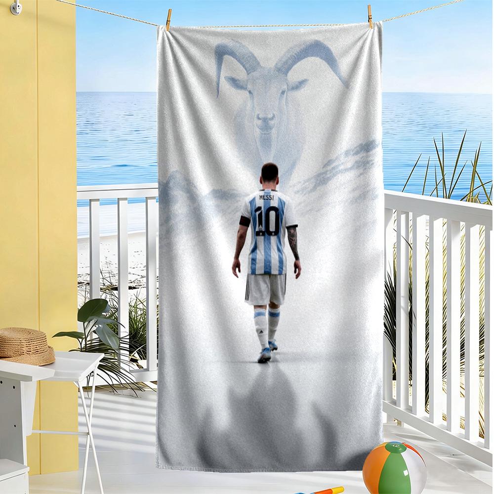 Football Messi Beach Towel Super Soft Microfiber Quickdry Fabric Comfortable Lightweight