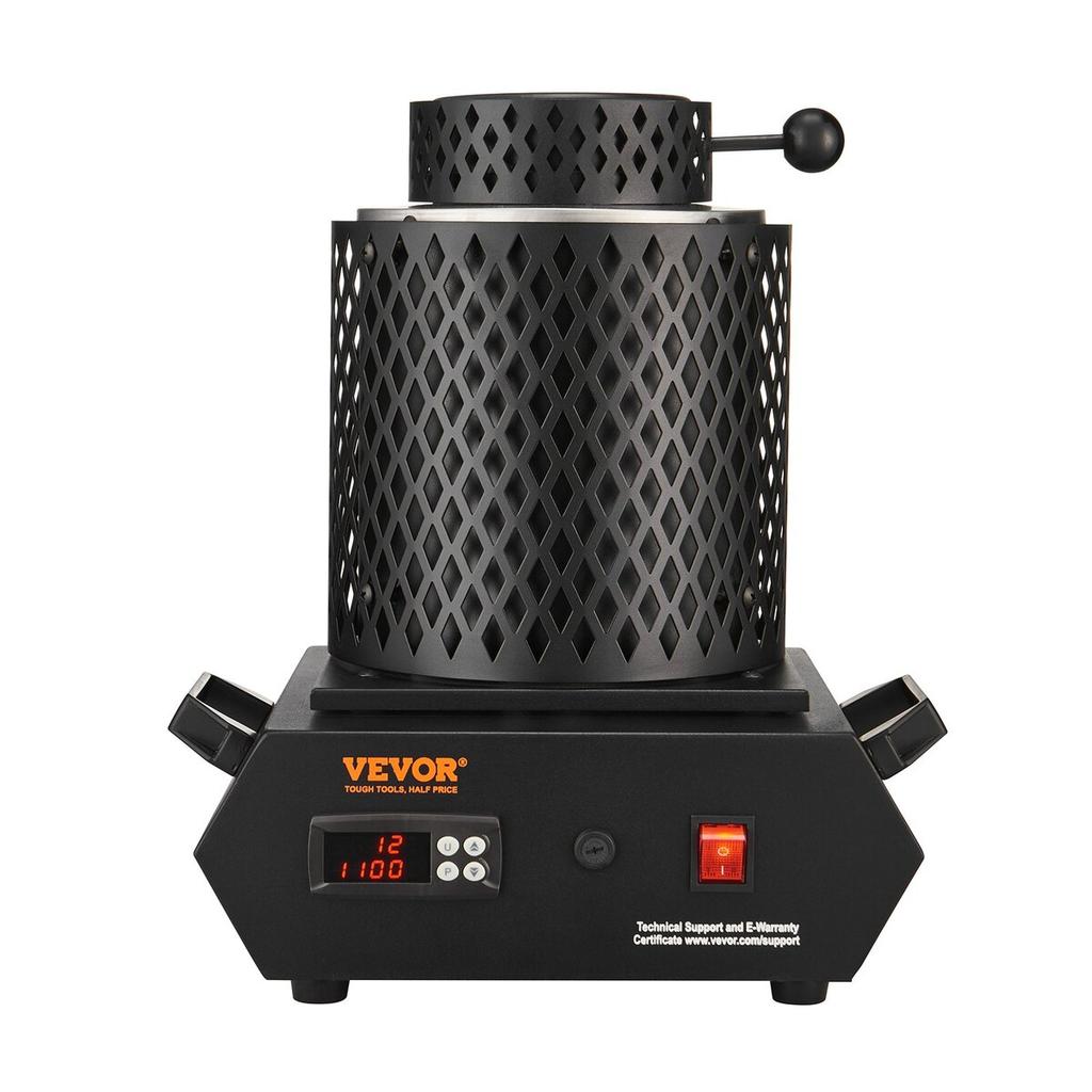 Four de fusion de l'or, 1350 W, Température maximale de 1150 °C, Four de fusion électrique numérique avec creusets en céramique de 1 kg et 3 kg, Pinces à creuset, et