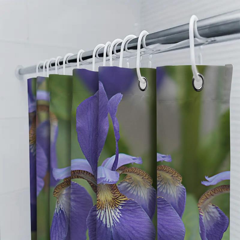 Beautiful Iris Shower Curtain Set Blue Flowers Printed Polyester Fabric Decor Bath Room Accessories For Home Decoration