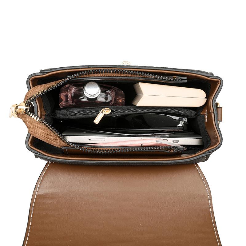 Fashionable and Retro Crossbody Bag Color-blocking Single-shoulder Bag Versatile and Simple Women's Bag