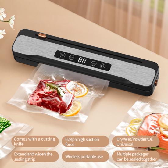 Wireless Vacuum Sealer Strong Suction Digital Display Rechargeable Compact Portable Vacuum Sealing Machine with 10 Vacuum Bags