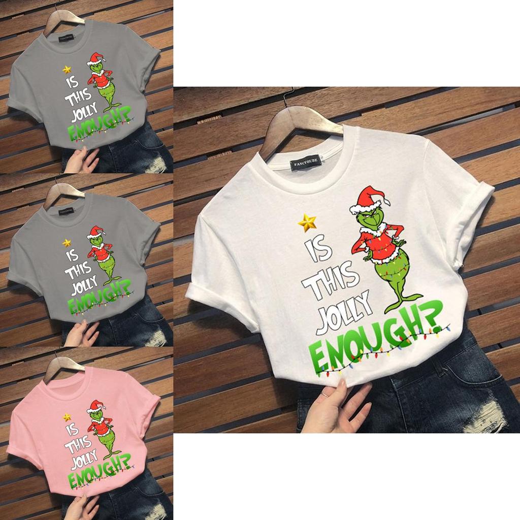 Women Grinch The Short Sleeve Tshirt Is This Joyyl Enough Print Tees Christmas