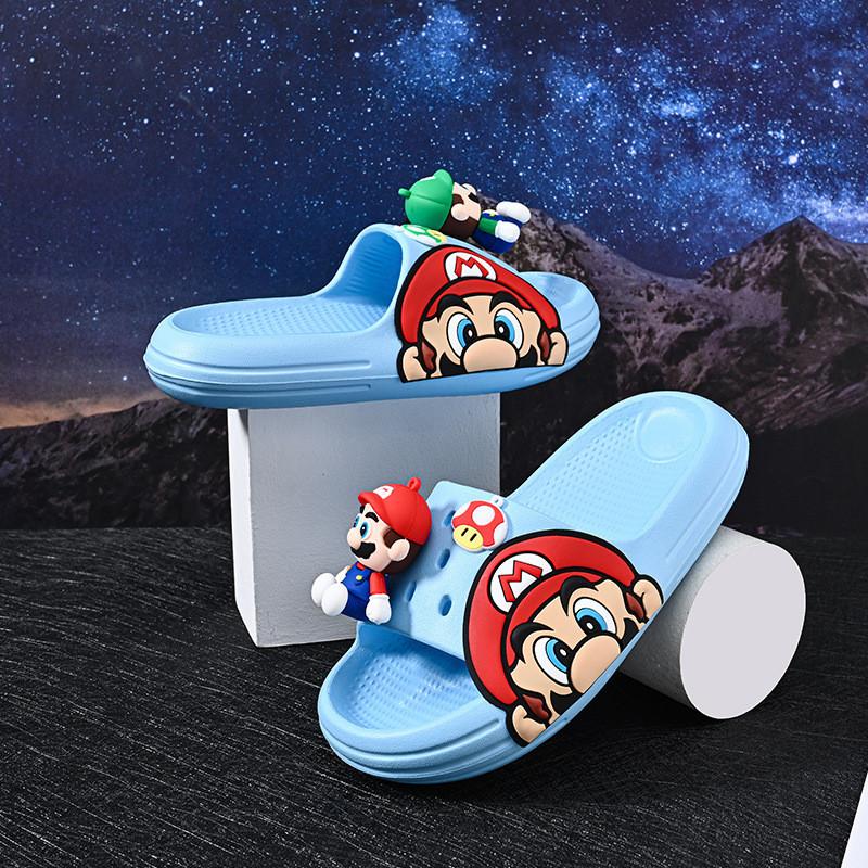 Comfortable Cartoon Mario Boys' Slippers Lightweight Soft Bottom Non-slip Design Perfect For Summer Wear