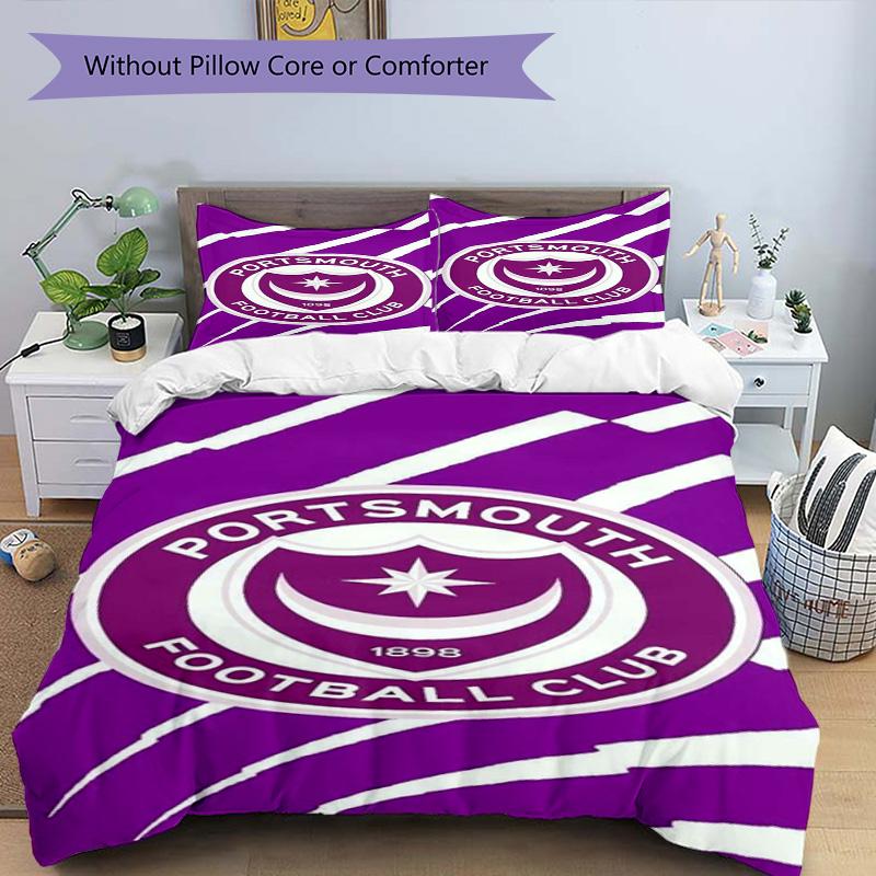Ports-mouth Fc Anniversary Printed Pattern Duvet Cover Set – includes 1 duvet cover and 2 matching pillowcases Bedroom decor Christmas gifts