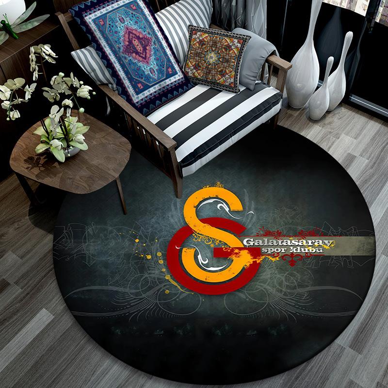 Galatasaray SK Round Area Rug,Carpet Rug for Living Room Bedroom Sofa Playroom Decor,Non-slip Floor Mat