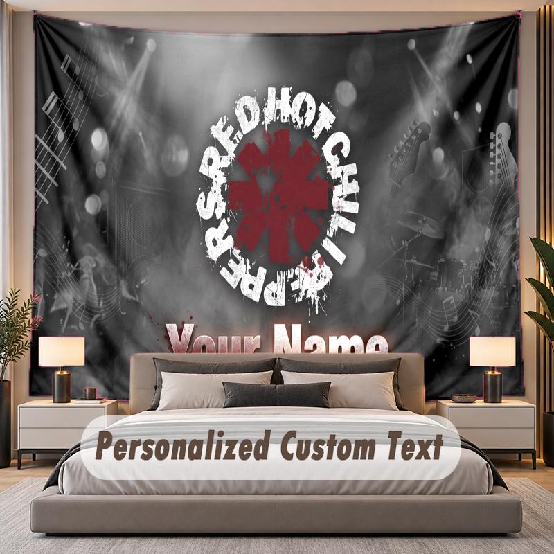 Custom Name Text Tapestry Red Hot Chili Peppers Personalized Polyester Wall Tapestry For Bedroom And Room