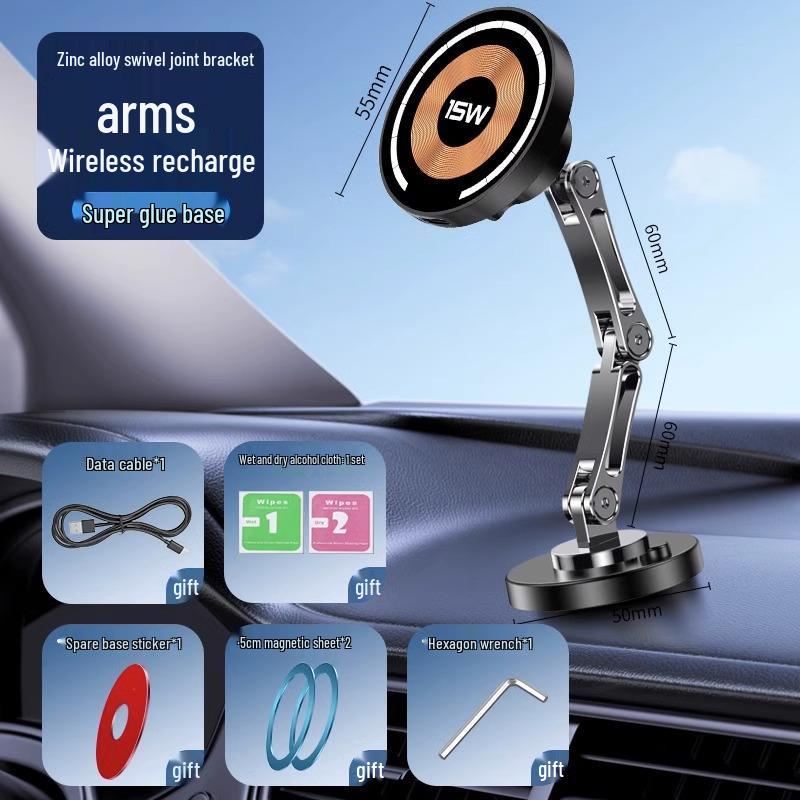Magnetic Car Phone Holder for Tesla Screen - 360° Rotation, MagSafe, Wireless Charging