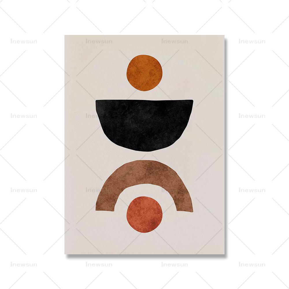 Abstract Boho Sun Bowls Black Cats Print Wall Art Nursery Decor Minimalist Neutral Cat Canvas Painting Modern Room Decor Poster