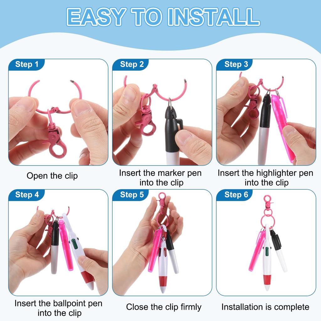 PATIKIL 3pcs Mini Highlighter Badge Reel Pen Highlighter Oil Marker Pen for Badges Retractable Tip Ballpoint Pen with Keychain Clip for Office