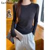 La Chapelle Damen Langarm-T-Shirt aus reiner Baumwolle