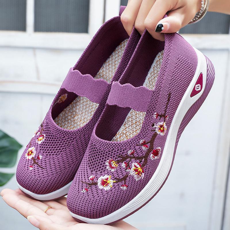 Women's shoes large size casual shoes summer new fly-woven breathable mesh shoes soft sole comfortable shoes women's 2025