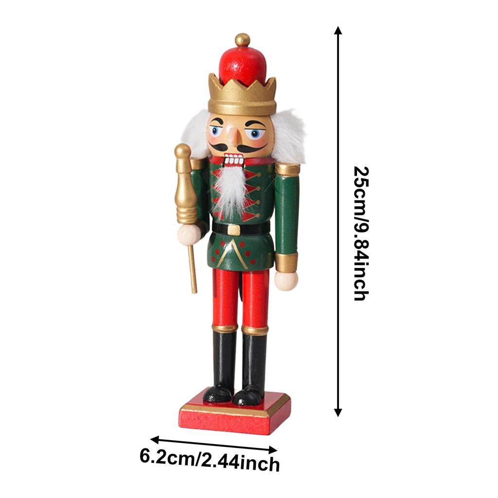 Wooden Christmas Nutcracker 25 cm Tall Standing Traditional Holiday Tabletop Ornament Seasonal Decor for Parties Shelf Xmas Gift