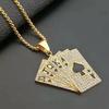 Hip-Hop Iced Out Spades Playing Card Necklace Men's Personalized Street Hip-Hop Rock Trend Jewelry Cool Luck Necklace
