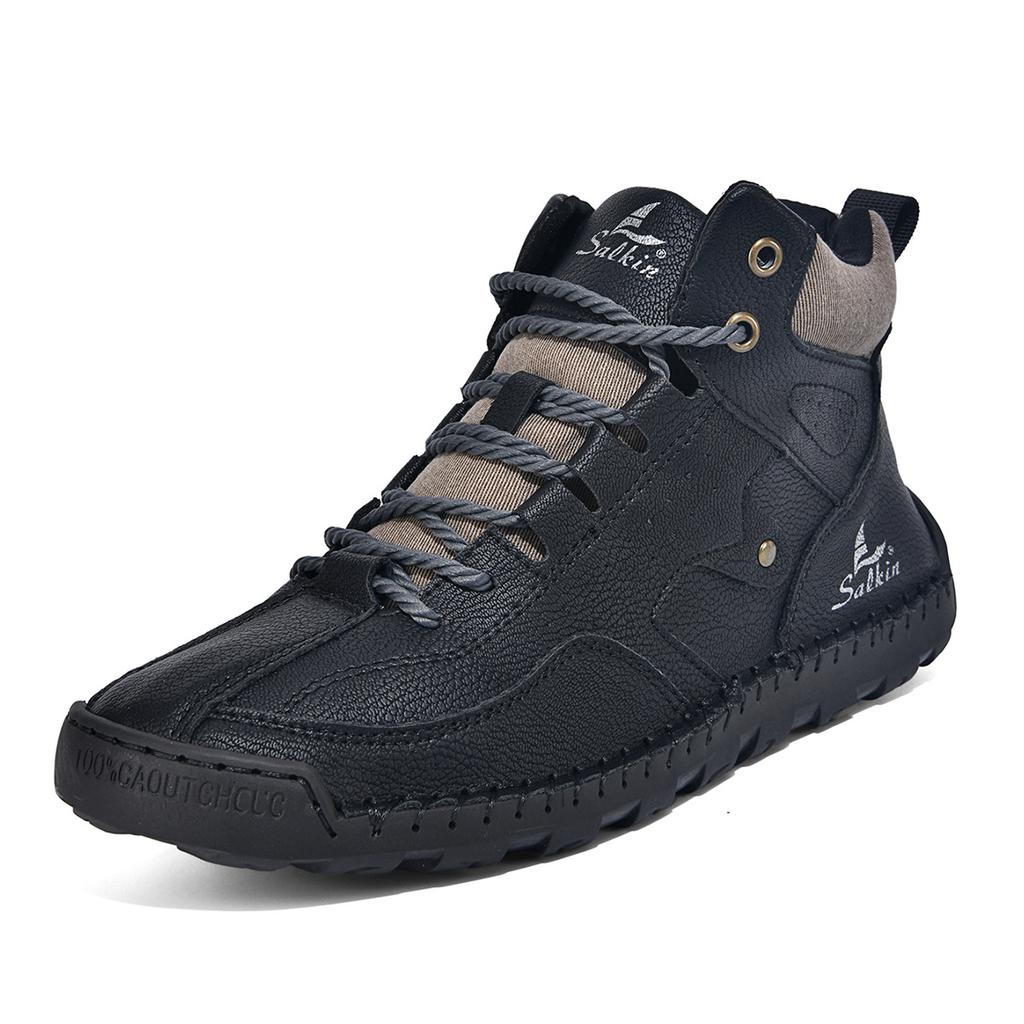 Men's Shoes Classical Vintage Soft Skin-friendly Feeling Frosted Genuine Leather Business Ankle Boots Handmade Casual Boots
