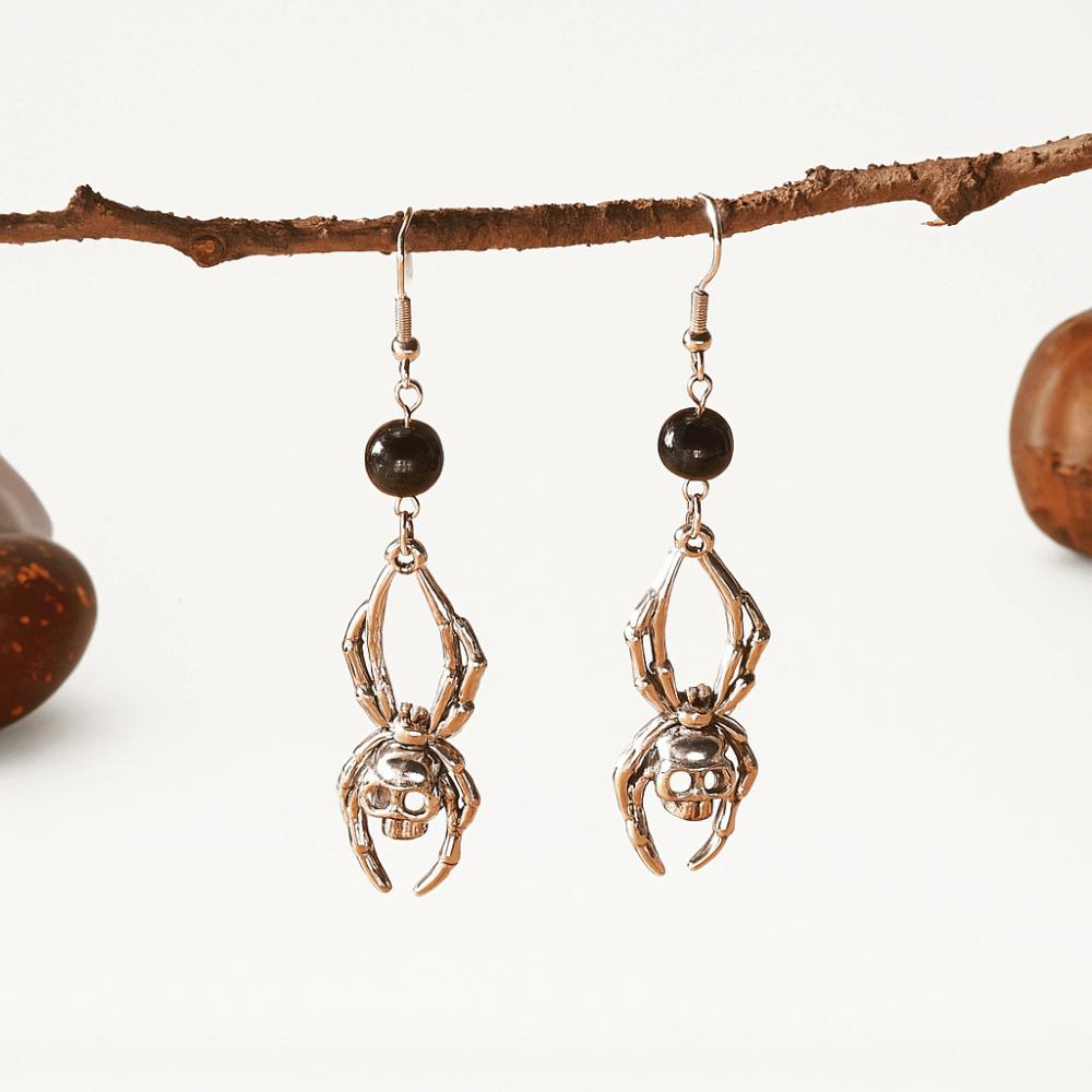 Punk Style Skeleton Pendant Earrings Spider Skull Earrings Vintage Halloween Dangle Earrings  Lady