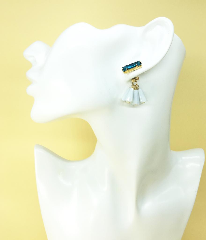 Lazy N Crazy Crystal Tassel Green White Drop Earrings