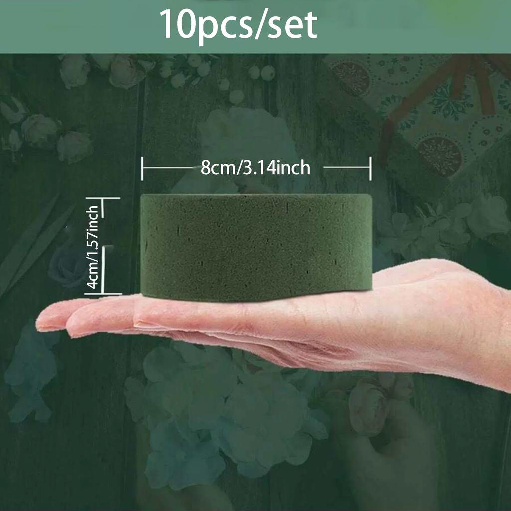 Green Floral Foam,5/10PCS Round Floral Foam Brick, Dry Floral Foam Blocks, Artificial Flower Mud DIY Flower Arrangement Kit