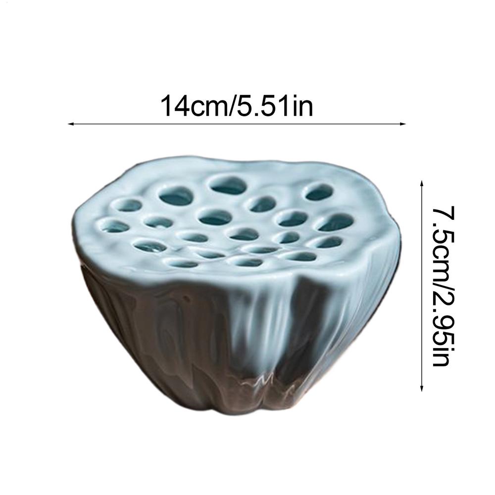 Keramischer Lotusblumenhalter Zen Lotusblumenvase Blumensteckhalter Keramikblume Hydrokulturbehälter Heimdekoration