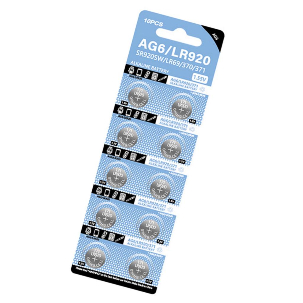 10Pcs AG6 Button Batteries SR920SW SR69 SR921 LR920SW 280-31 V371 D371 605 S921E GP371 CX921 SG6 LR921 Suitable For Watch