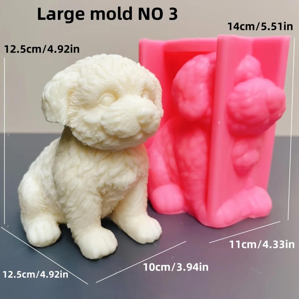 2025 3D Large Vertical Ears Lying Down Dog Candle Silicone Mold Pet Dog Resin Mold Teddy Dog Concrete Gypsum Molds Home Decor