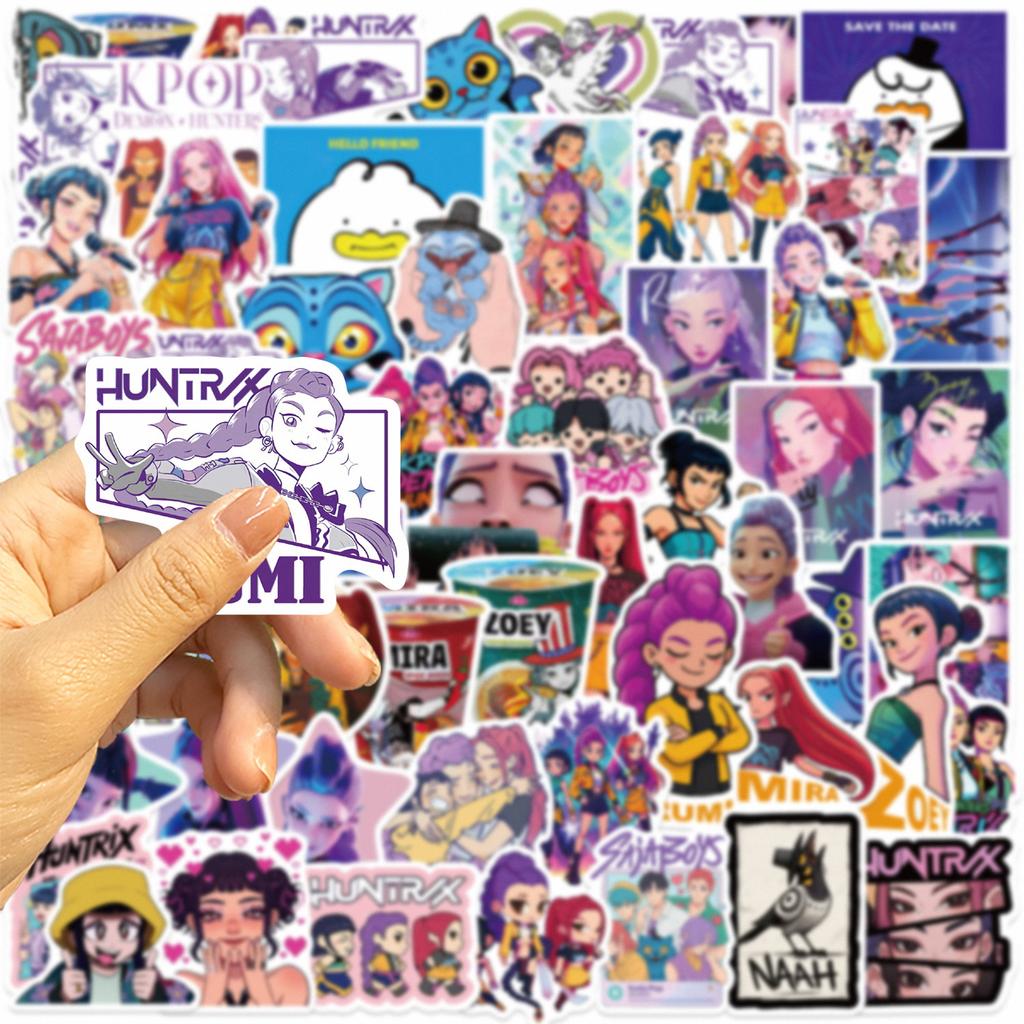 60PCS KPOP DEMON HUNTERS HUNTR/X Cartoon Graffiti Stickers Phone Guitar Laptop Notebook Suitcase Water Resistant Sticker Children Playthings