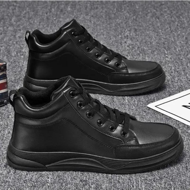 Men Shoes High Quality Leather Casual Shoes New High Top Sneakers Fashion Skateboard Shoe Lace Up Vulcanize Shoes Zapatos Hombre