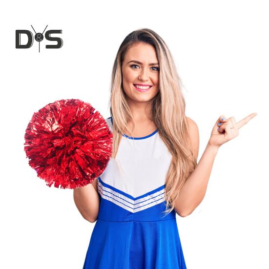 10 Stück Cheerleader-Pompons, metallische Cheerleader-Pompons mit Fingerring, Jubel-Requisiten für Squad-Team-Sportspiele, Tanz- und Kleiderpartys