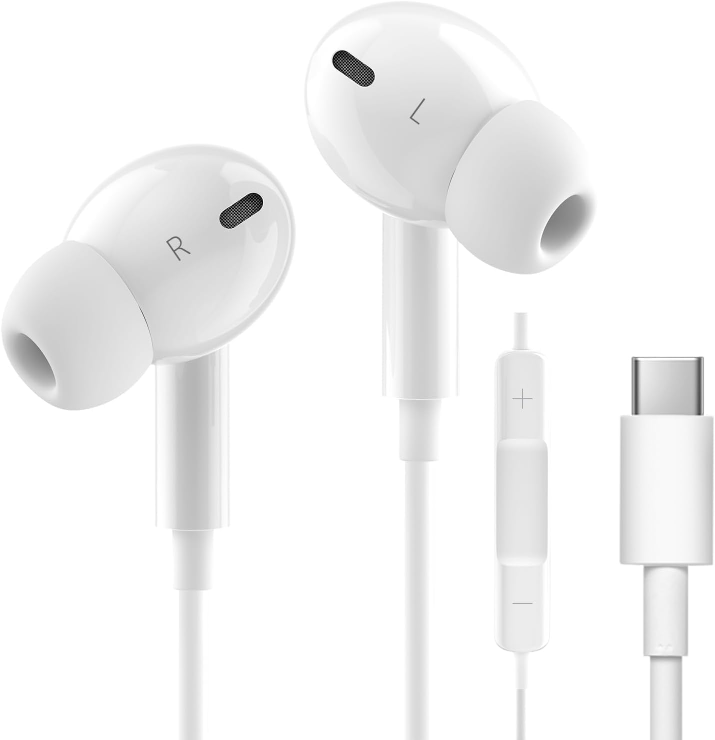 

Genuine Earphones New Compatible with iPhone Wired HIFI Sound No Deep Clear Volume Remote Comfortable Stereo Earbuds for Apple Compatible Type-C (2025 білий