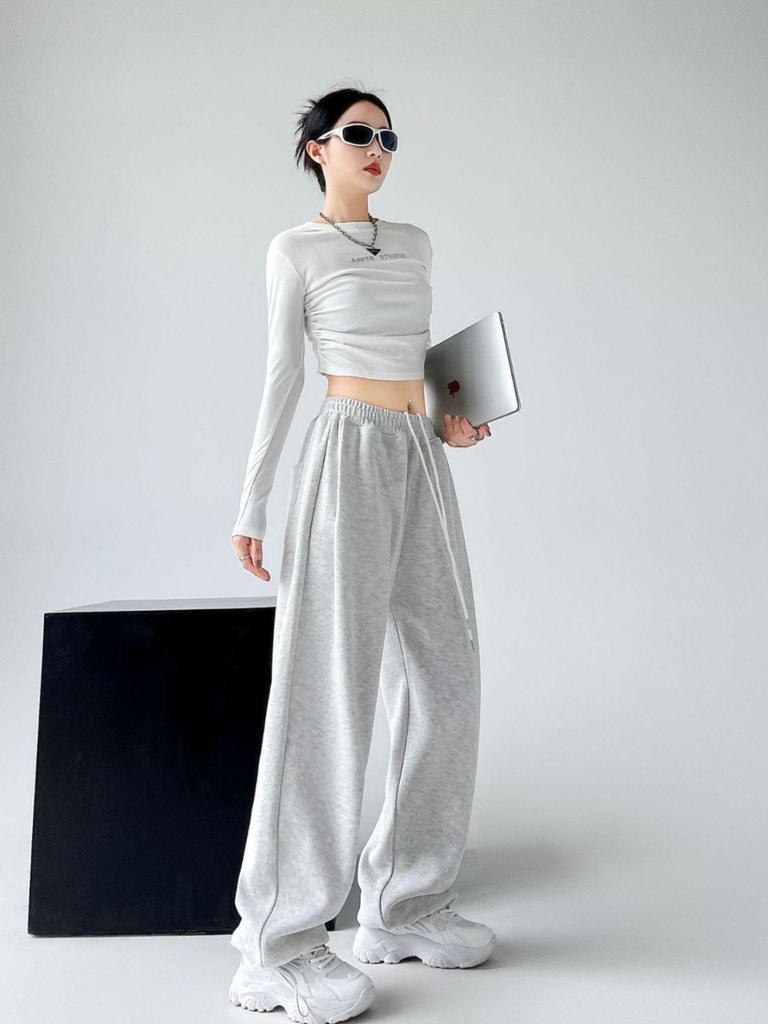 Women's High Waist Wide-Leg Sweatpants: 2025 American Spring/Autumn Style Joggers