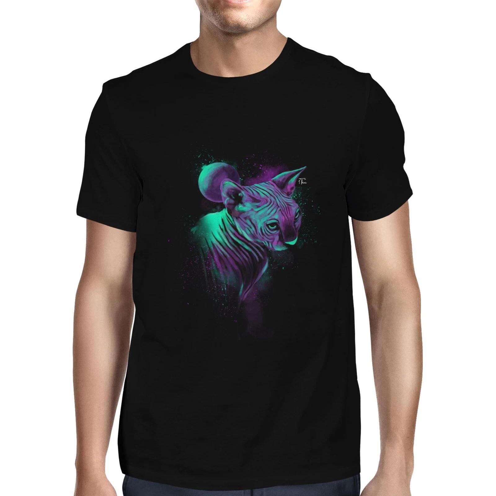 1Tee Mens Sphynx Cat In Space T-Shirt S