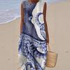 European and American New Summer Flower Ocean Printing European Size Round Neck Sleeveless Long Dress Creative Loose Dress