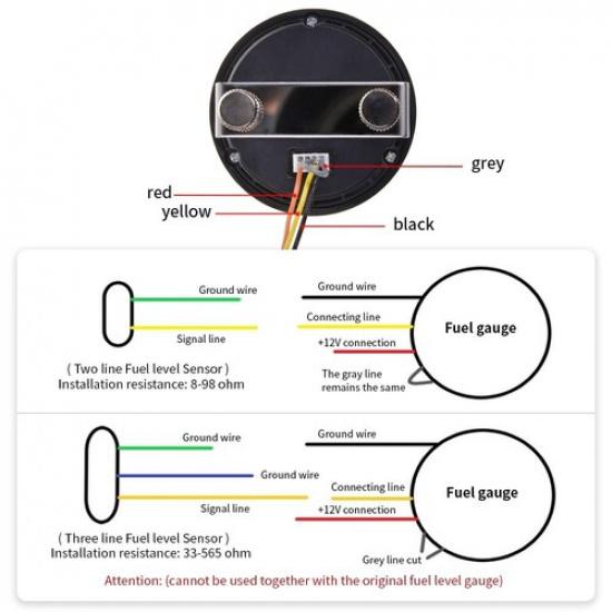 2Pc 12/24V 2" 52mm Car Motorcycle Fuel Level Meter Gauge LED Digital 10 Grid
