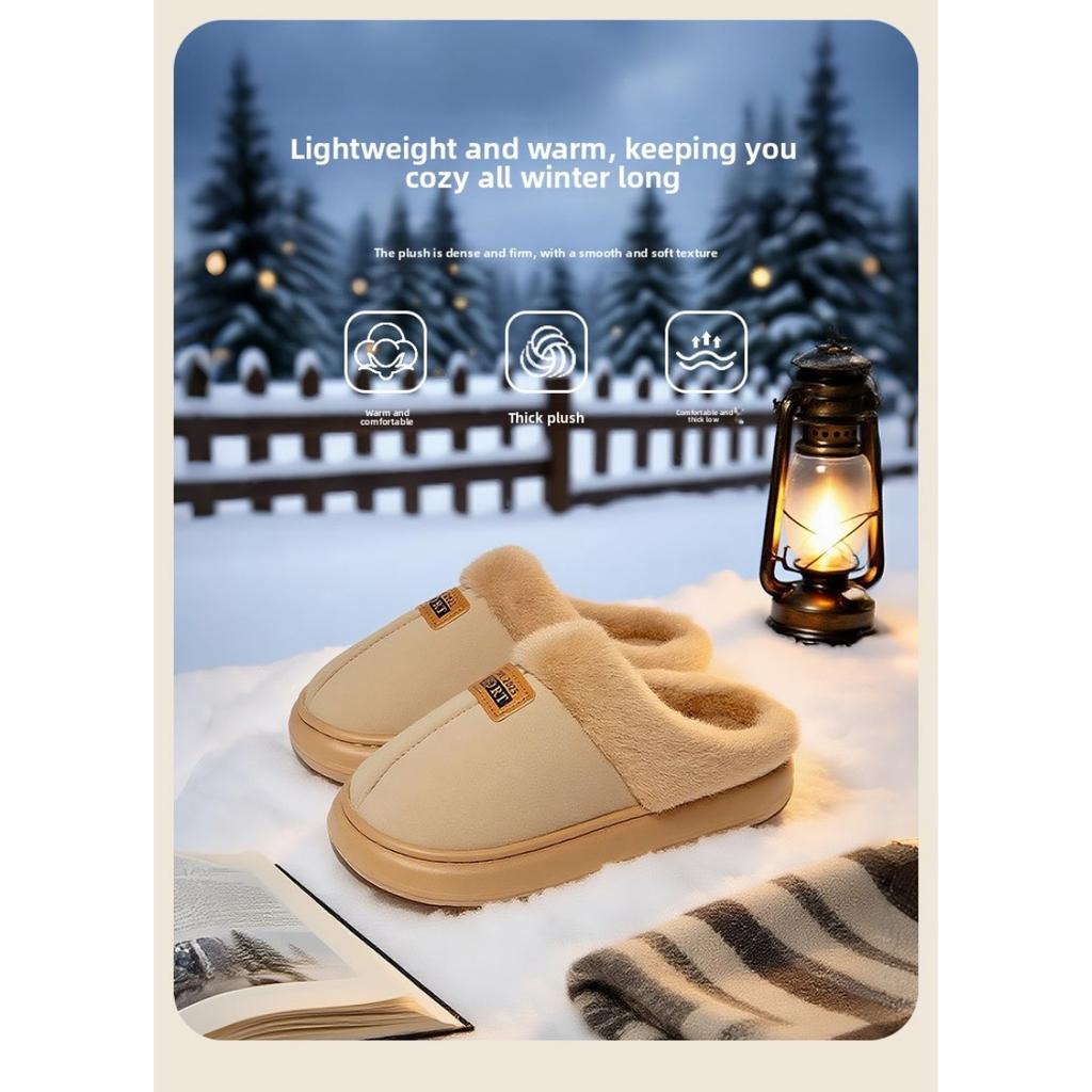 Plush Slippers EVA Thick Bottom Anti Slip Warm Plush Home Cotton Slippers for Women's Outdoor Wear