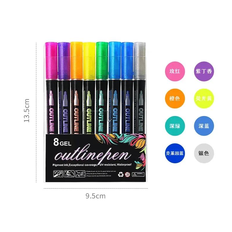 36 Color Double Line Outline Art Pen Marker Pen DIY Graffiti Outline Marker Pen Highlighter Scrapbook Diary Poster Card