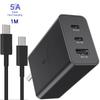 Adattatore GaN 65W Caricatore da Muro a 3 Porte per Galaxy A56 A36 A26 A16 A06 S25 S24 S23 S22 S22 Ultra/S22+/S21 Ultra/S20 Ultra/Note 20/Z Fold 3/laptop
